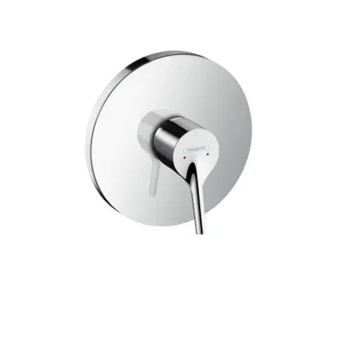Einhebel-Brausemischer von Hansgrohe, Unterputz-Design mit runder Blende und Hebel. Der Chrom-Finish sorgt für ein modernes Aussehen.